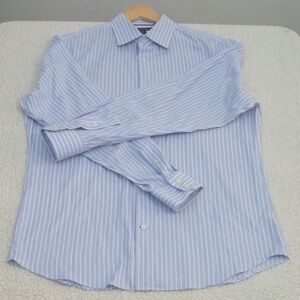 Banana Republic Light Blue + White Stripes Non Iron Cotton (Slim Fit)  *Large